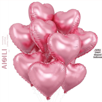 Širdies formos aliuminio folijos balionai, 12 vnt komplektas, Aubrey prekės ženklas, gimtadienio ir Valentino dienos proga