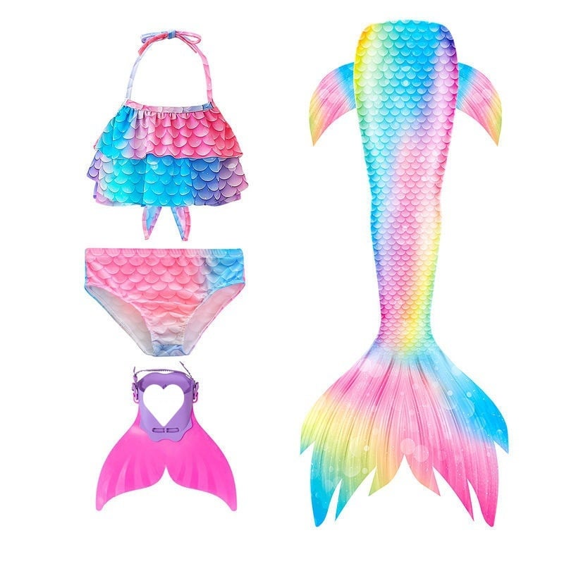 Mergaitėms mermaid uodegos plaukimo kostiumas – audinys Nylon/Vinylon, pamušalas polipropilenas, kirpimas briefs, amžiaus ribos 0–14 metų