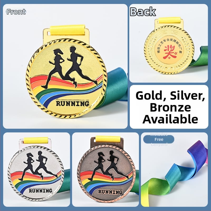 Μεταλλικό μετάλλιο από κράμα ψευδαργύρου για μαραθώνιο, προσαρμόσιμα βραβεία για εταιρικές εκδηλώσεις και κατασκηνώσεις, δυνατότητα εκτύπωσης λογοτύπου, κατάλληλο ως δώρο