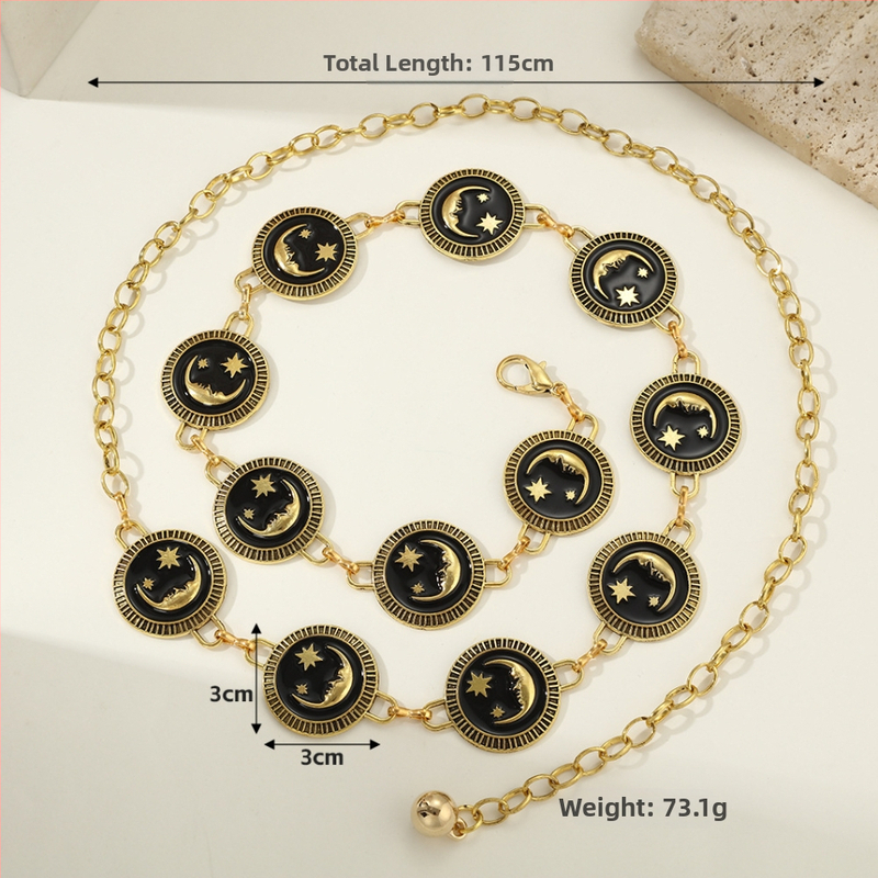 Juosmens grandinėlė iš reljefinio metalo, Fanyun, vintage stilius, moterims