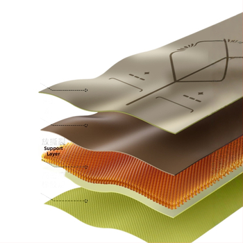 Йога постелка – PU-резинова смес, неплъзгаща се повърхност, дебелина 1,5 мм, тегло 1300 г, линии за позите, персонализирани опции.
