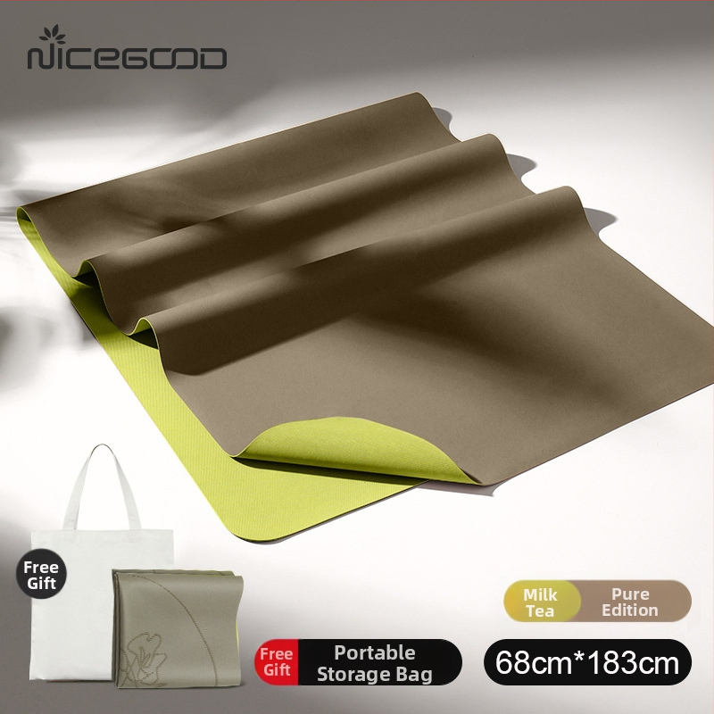 Йога постелка – PU-резинова смес, неплъзгаща се повърхност, дебелина 1,5 мм, тегло 1300 г, линии за позите, персонализирани опции.