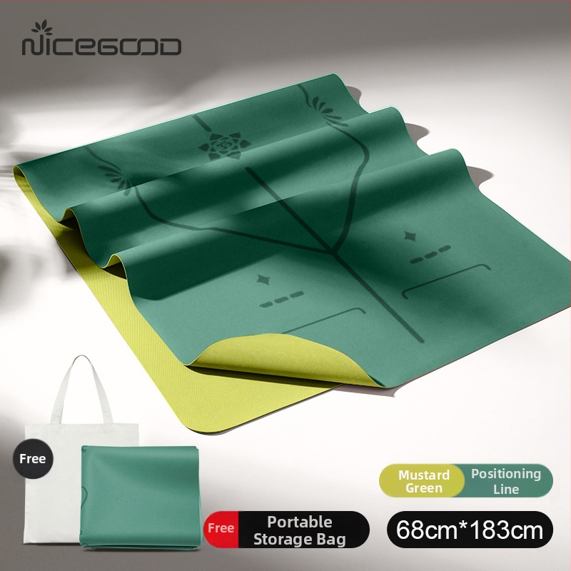 Йога постелка – PU-резинова смес, неплъзгаща се повърхност, дебелина 1,5 мм, тегло 1300 г, линии за позите, персонализирани опции.