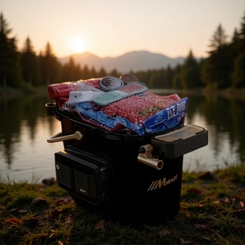 Mawibe makšķerēšanas kanna ar sēdvietas dizainu, pārnēsājama makšķerēšanas kārba, PP materiāls, Kapacitāte 20-25