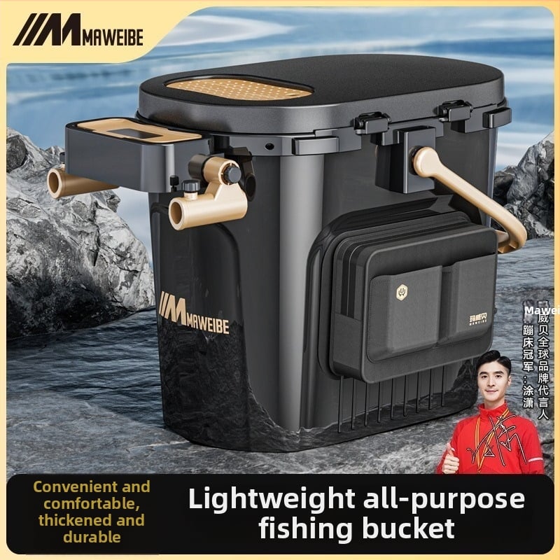Mawibe makšķerēšanas kanna ar sēdvietas dizainu, pārnēsājama makšķerēšanas kārba, PP materiāls, Kapacitāte 20-25