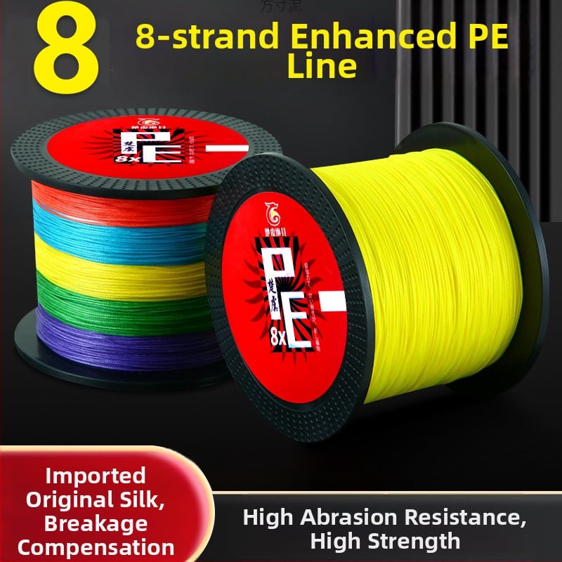 Pagrindinė žvejybos linija: 8-strand Dyneema; 4-strand PE pagrindinė linija; 12-strandinė ilgo metimo jūros linija