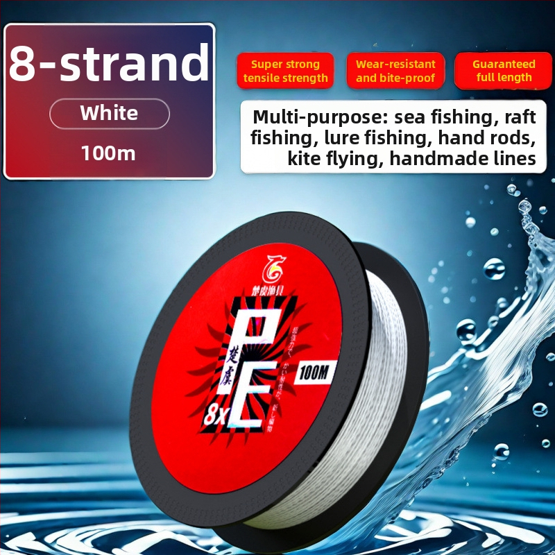 Pagrindinė žvejybos linija: 8-strand Dyneema; 4-strand PE pagrindinė linija; 12-strandinė ilgo metimo jūros linija