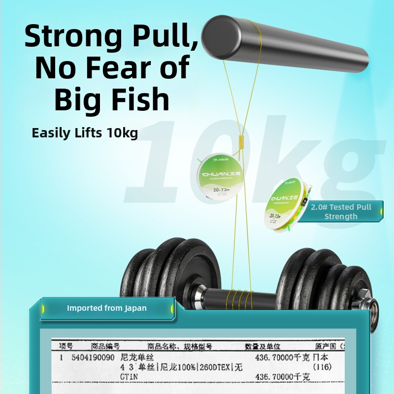 Galvenās neilona līnijas komplekts, iepriekš piesiets, garums 8.1 m, makšķerēšanai upēs, ezeros un ūdenskrātuvēs