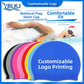 Pieaugušo silikona peldēšanas cepure ar karogu rakstu, ūdensnecaurlaidīga un elpojoša, 50 g