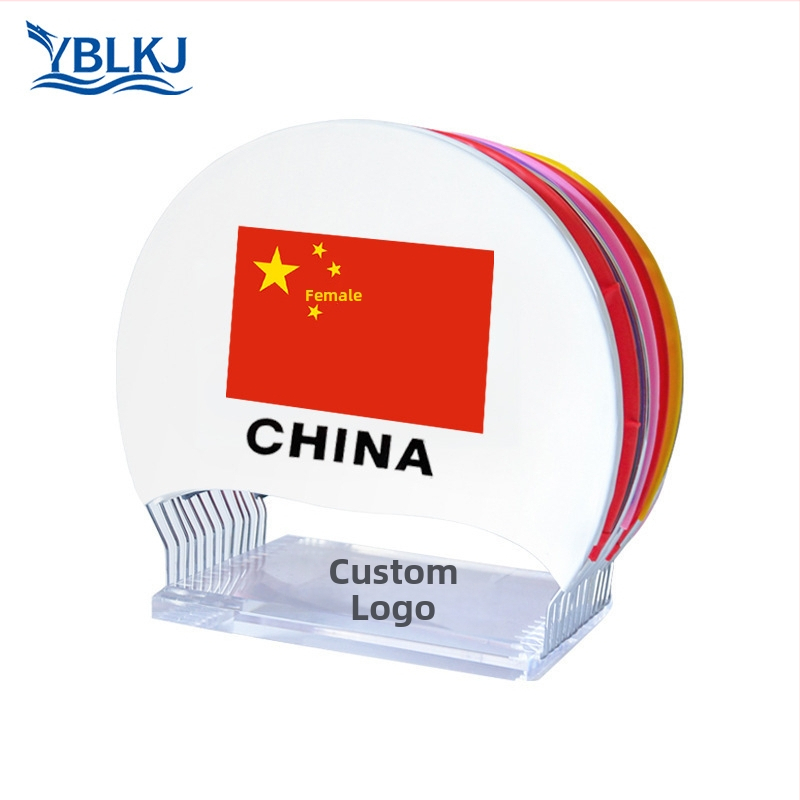 Силиконова шапка за плуване за възрастни, флагов мотив, водоустойчива и дишаща, 50g