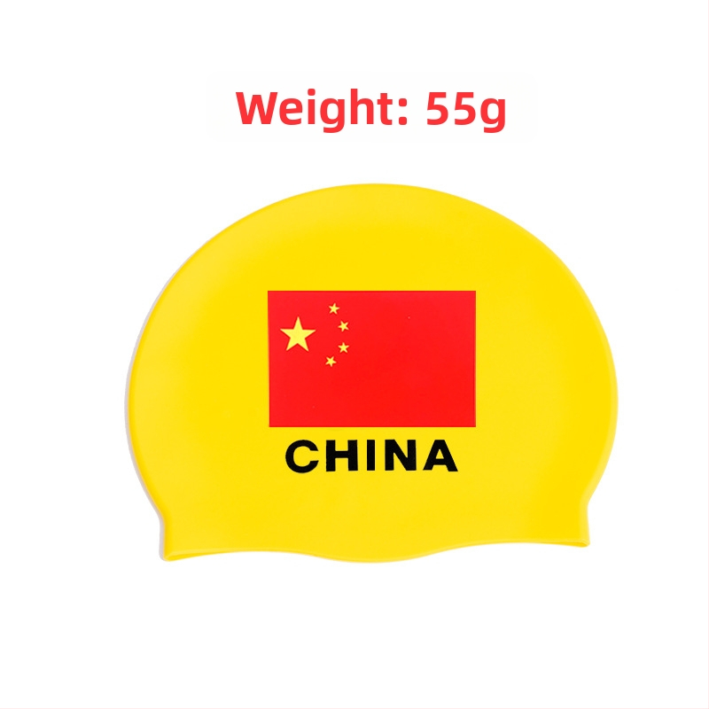 Силиконова шапка за плуване за възрастни, флагов мотив, водоустойчива и дишаща, 50g