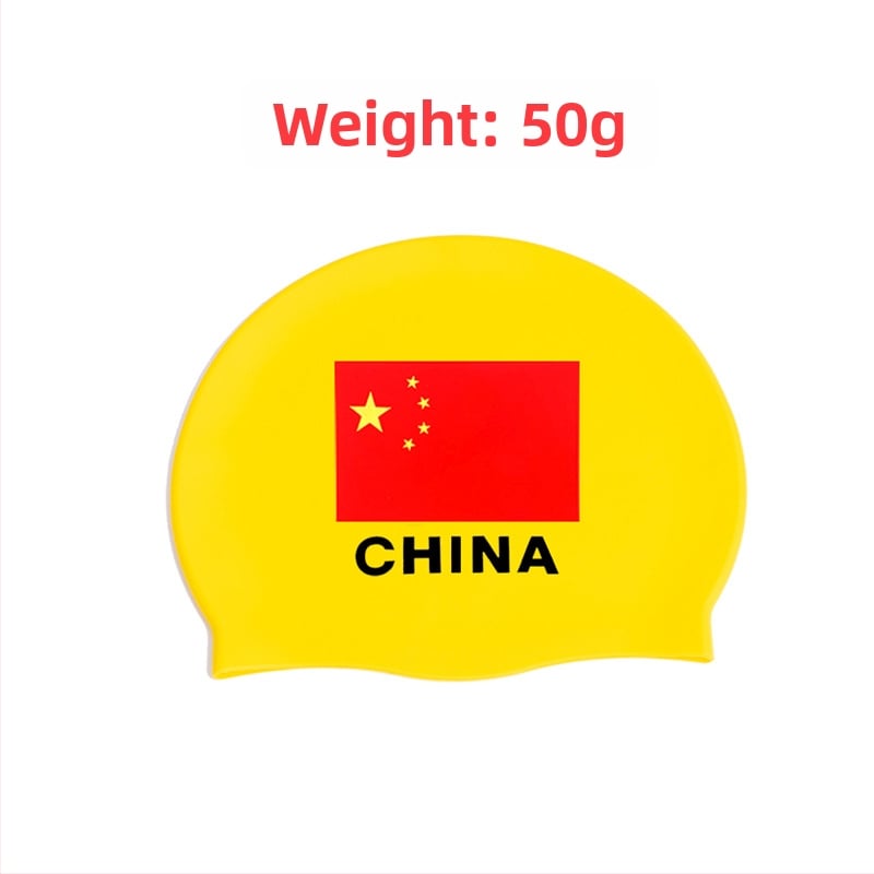 Pieaugušo silikona peldēšanas cepure ar karogu rakstu, ūdensnecaurlaidīga un elpojoša, 50 g