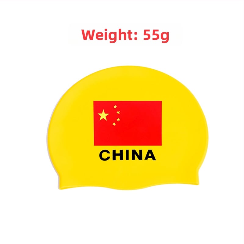 Pieaugušo silikona peldēšanas cepure ar karogu rakstu, ūdensnecaurlaidīga un elpojoša, 50 g