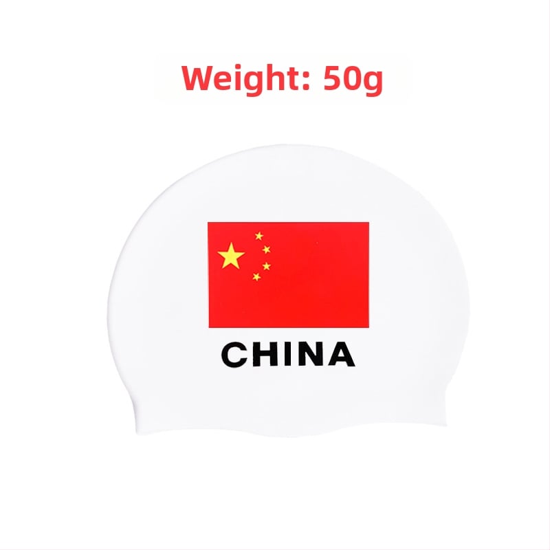Pieaugušo silikona peldēšanas cepure ar karogu rakstu, ūdensnecaurlaidīga un elpojoša, 50 g
