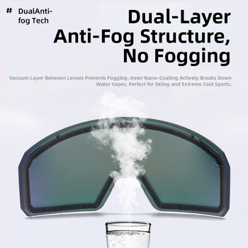 Slēpošanas brillēs kalnu kāpšanai ar divslāņa pret aizlogošanos, UV aizsardzība, saderīgas ar dioptriju lencēm