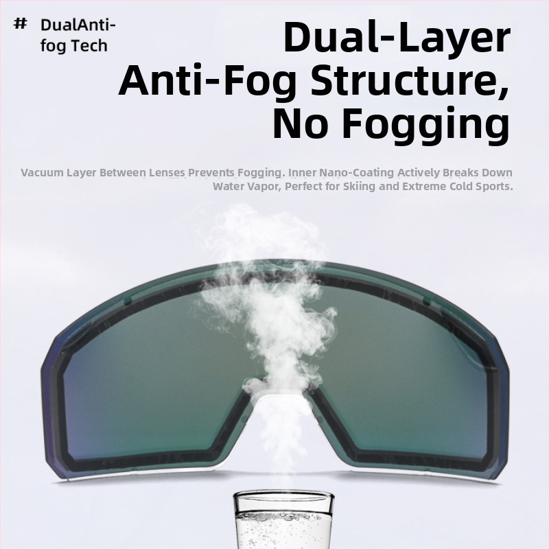 Ски очила за планински туризъм с двойнослойно антизапотяване, UV защита, съвместими с диоптрични лещи