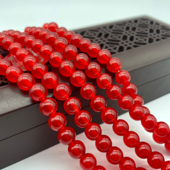 Στρογγυλές χάντρες χαλκεδονίου από φυσικό λίθο, λεία επεξεργασία, εξαρτήματα κοσμημάτων