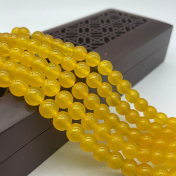 Στρογγυλές χάντρες χαλκεδονίου από φυσικό λίθο, λεία επεξεργασία, εξαρτήματα κοσμημάτων