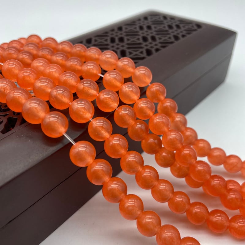 Στρογγυλές χάντρες χαλκεδονίου από φυσικό λίθο, λεία επεξεργασία, εξαρτήματα κοσμημάτων