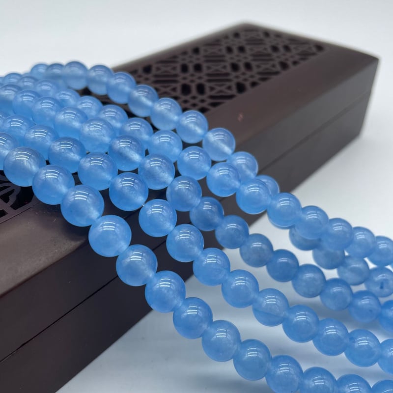 Στρογγυλές χάντρες χαλκεδονίου από φυσικό λίθο, λεία επεξεργασία, εξαρτήματα κοσμημάτων