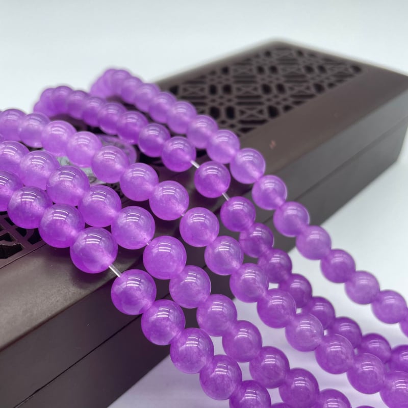 Στρογγυλές χάντρες χαλκεδονίου από φυσικό λίθο, λεία επεξεργασία, εξαρτήματα κοσμημάτων