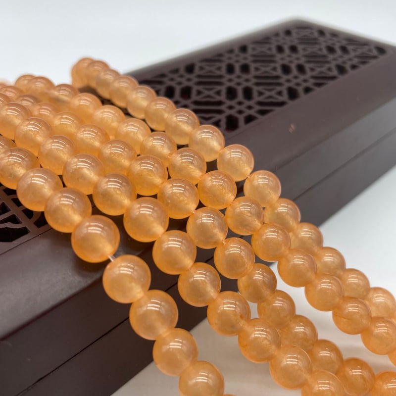 Στρογγυλές χάντρες χαλκεδονίου από φυσικό λίθο, λεία επεξεργασία, εξαρτήματα κοσμημάτων