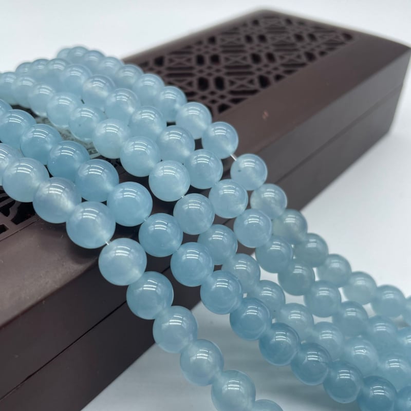 Στρογγυλές χάντρες χαλκεδονίου από φυσικό λίθο, λεία επεξεργασία, εξαρτήματα κοσμημάτων