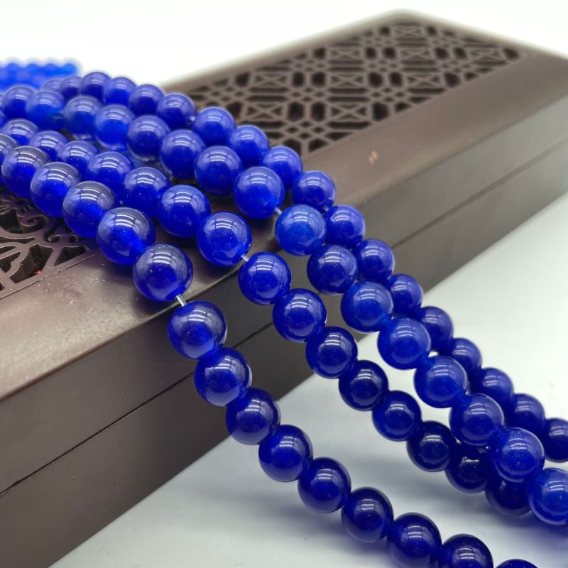 Στρογγυλές χάντρες χαλκεδονίου από φυσικό λίθο, λεία επεξεργασία, εξαρτήματα κοσμημάτων