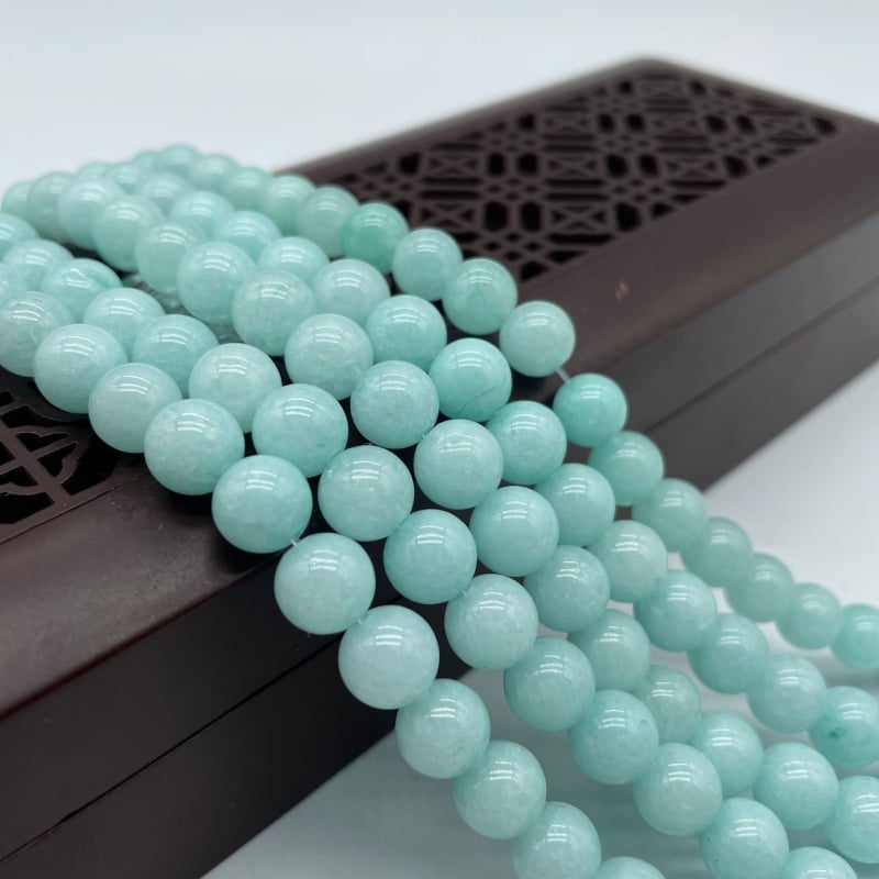 Στρογγυλές χάντρες χαλκεδονίου από φυσικό λίθο, λεία επεξεργασία, εξαρτήματα κοσμημάτων