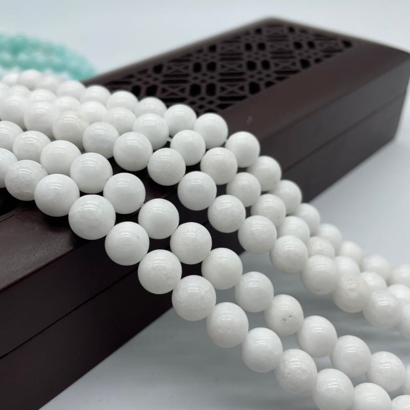 Στρογγυλές χάντρες χαλκεδονίου από φυσικό λίθο, λεία επεξεργασία, εξαρτήματα κοσμημάτων