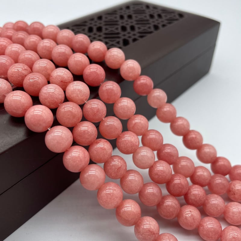 Στρογγυλές χάντρες χαλκεδονίου από φυσικό λίθο, λεία επεξεργασία, εξαρτήματα κοσμημάτων