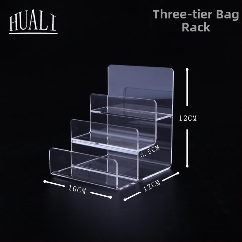 Piniginės ir rankinės demonstravimo stovas, dviejų lygių, injekcinio formavimo konstrukcija, gipso apvalkalas, laiptinės formos