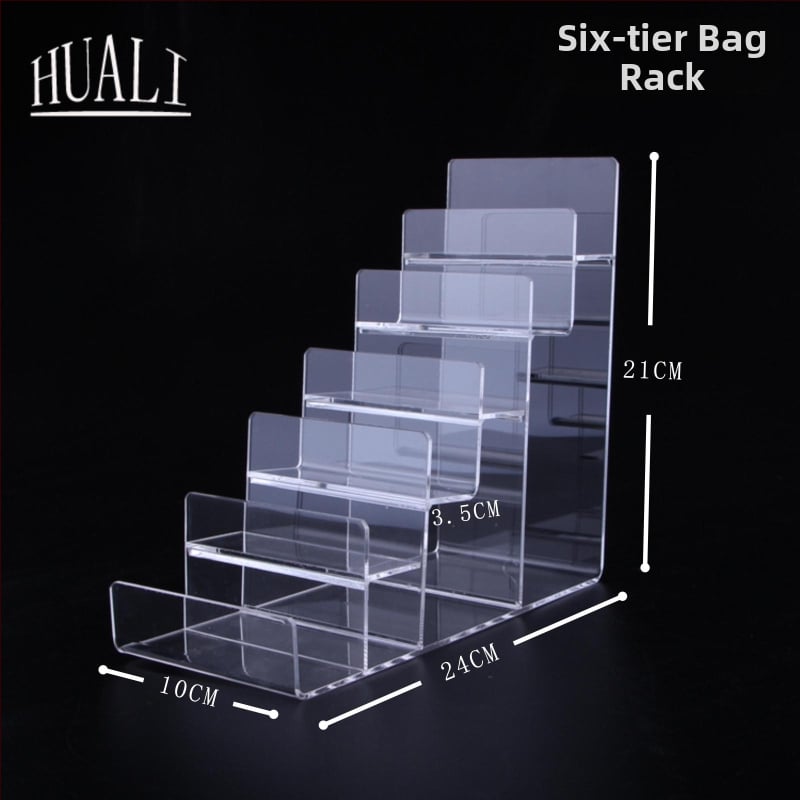 Piniginės ir rankinės demonstravimo stovas, dviejų lygių, injekcinio formavimo konstrukcija, gipso apvalkalas, laiptinės formos