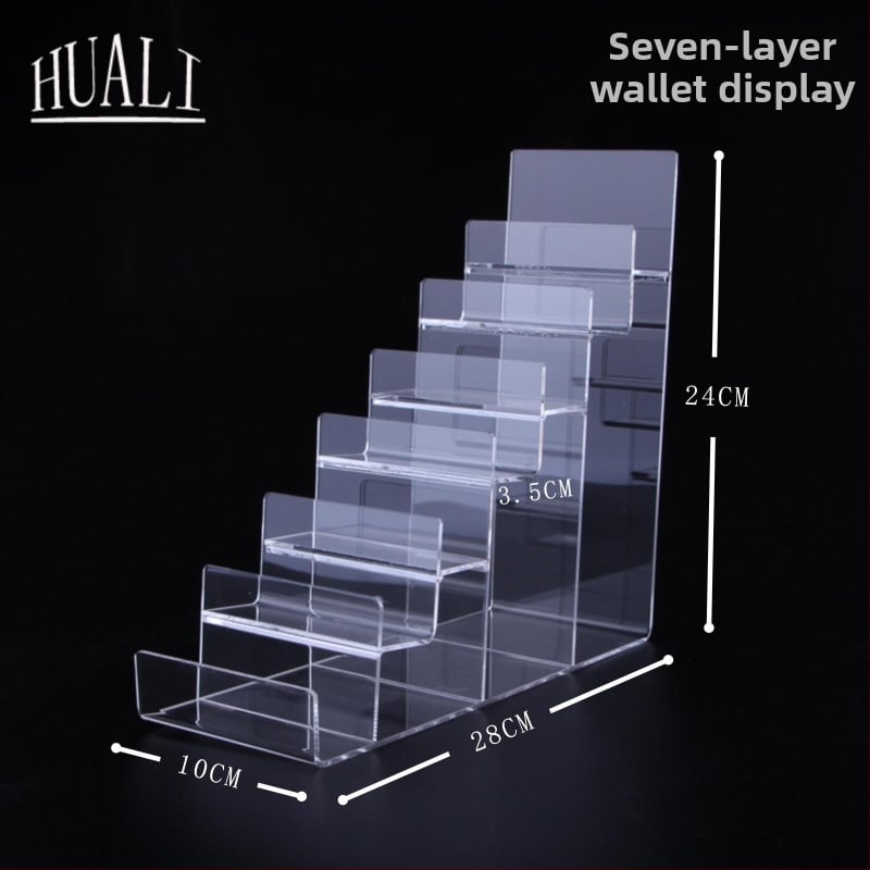 Piniginės ir rankinės demonstravimo stovas, dviejų lygių, injekcinio formavimo konstrukcija, gipso apvalkalas, laiptinės formos