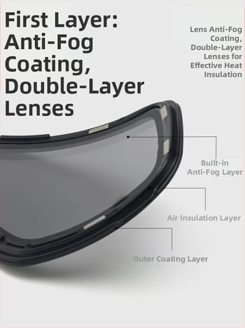 Pieaugušo slēpošanas briļļas - divslāņu konstrukcija, TPU/PC, pret miglu, pret vēju, acu aizsardzība