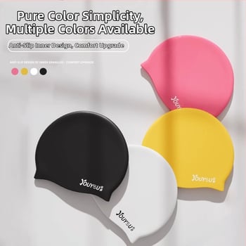 Youyou silikona peldēšanas cepure pieaugušajiem ar ausu aizsardzību – ūdensizturīga, vienkrāsaina