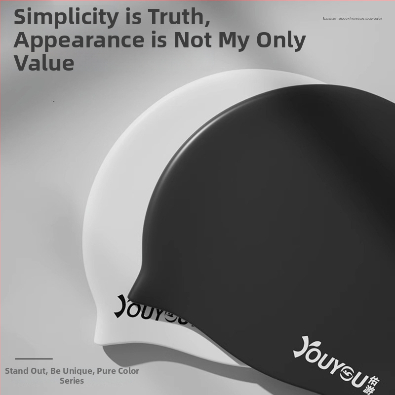 Youyou dospelá silikónová plavecká čiapka s ochranou uší – vodotesná, jednobarevná