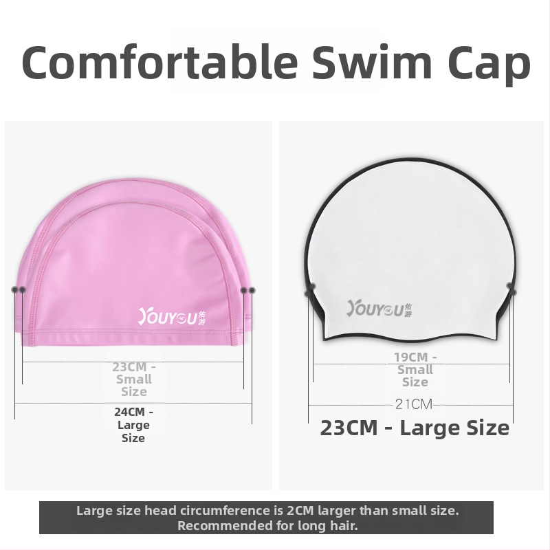 Youyou dospelá silikónová plavecká čiapka s ochranou uší – vodotesná, jednobarevná