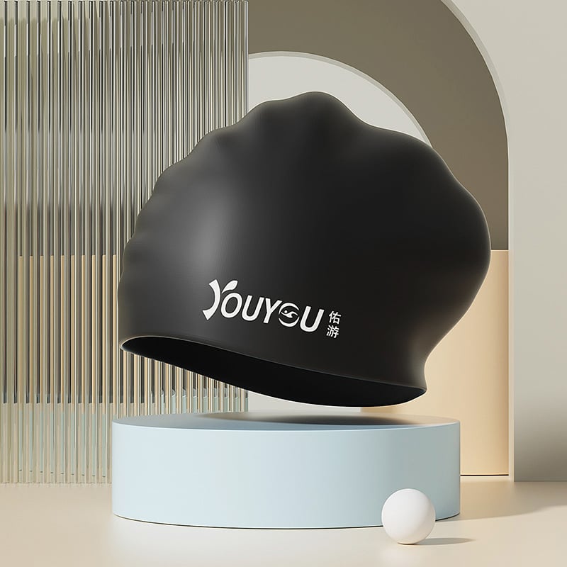 Youyou silikona peldēšanas cepure pieaugušajiem ar ausu aizsardzību – ūdensizturīga, vienkrāsaina