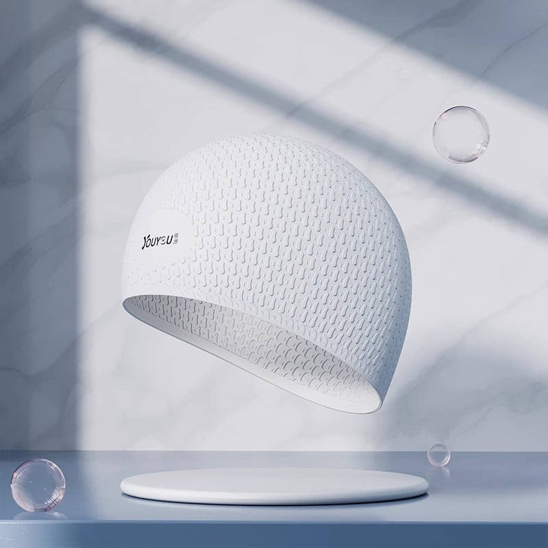 Youyou silikona peldēšanas cepure pieaugušajiem ar ausu aizsardzību – ūdensizturīga, vienkrāsaina