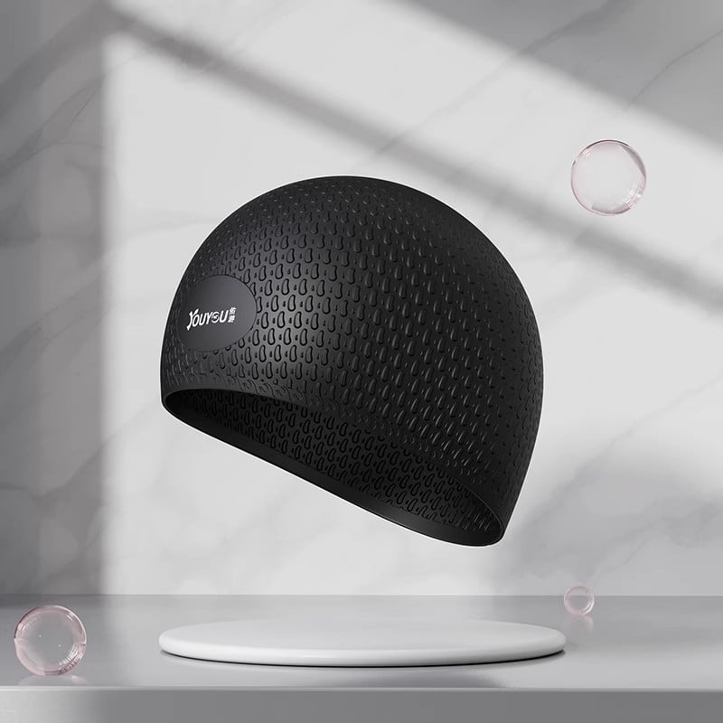 Youyou silikona peldēšanas cepure pieaugušajiem ar ausu aizsardzību – ūdensizturīga, vienkrāsaina