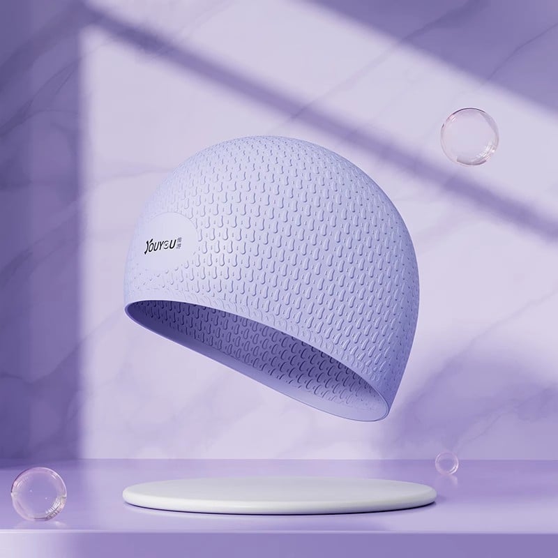 Youyou silikona peldēšanas cepure pieaugušajiem ar ausu aizsardzību – ūdensizturīga, vienkrāsaina