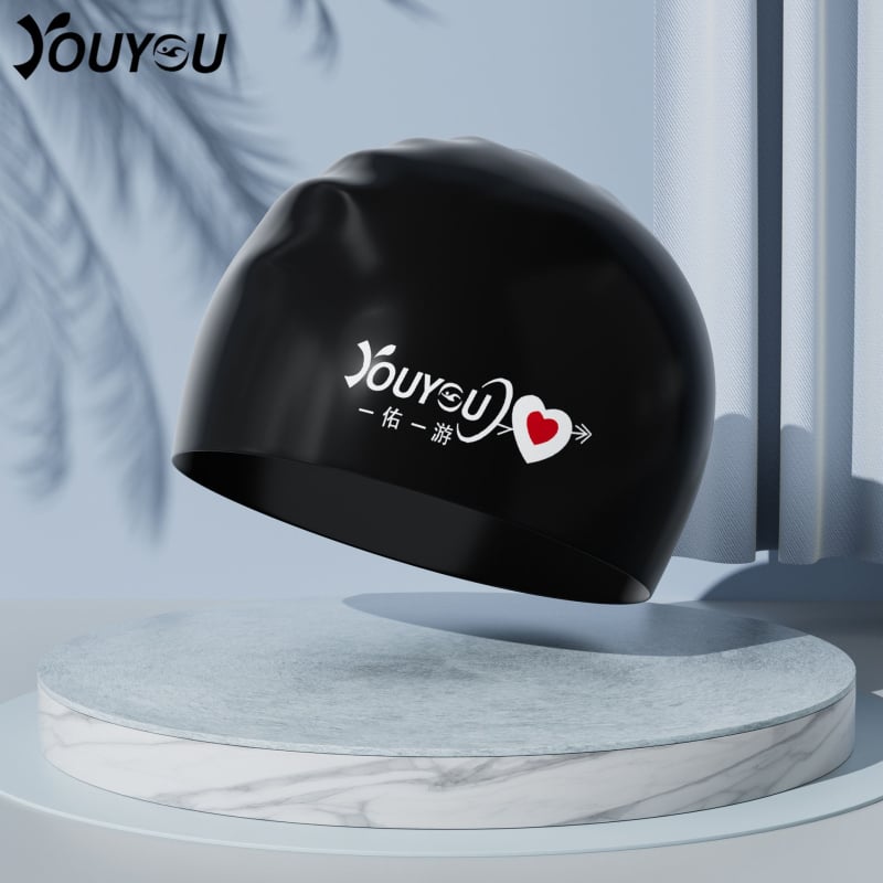 Youyou silikona peldēšanas cepure pieaugušajiem ar ausu aizsardzību – ūdensizturīga, vienkrāsaina