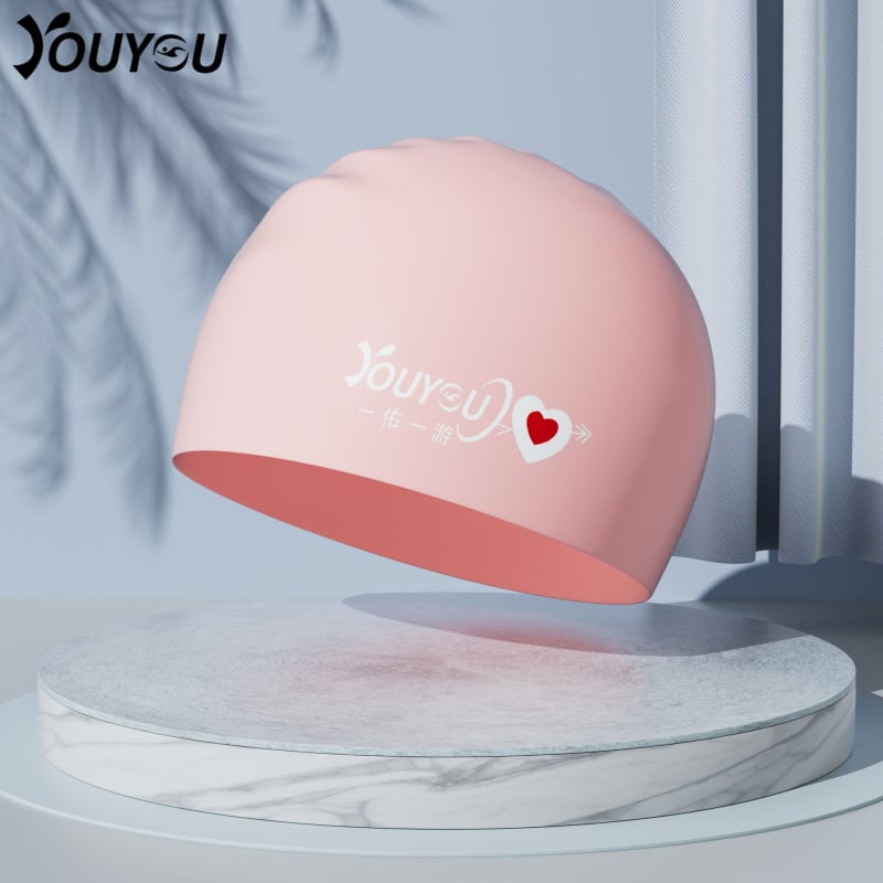 Youyou silikona peldēšanas cepure pieaugušajiem ar ausu aizsardzību – ūdensizturīga, vienkrāsaina