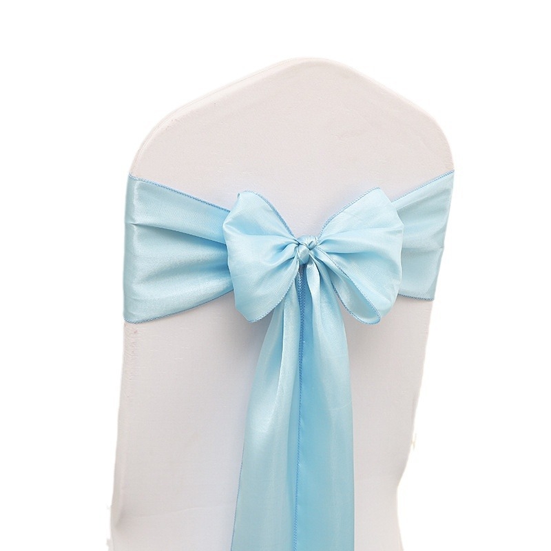 Kėdės uždangalas su kaspinu ir gėlių akcentu vestuvėms, poliesteris, viešbučio stilius