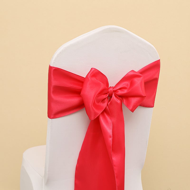 Kėdės uždangalas su kaspinu ir gėlių akcentu vestuvėms, poliesteris, viešbučio stilius