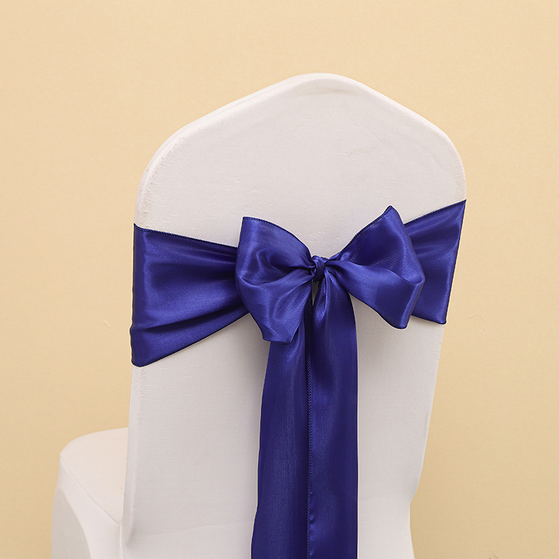 Kėdės uždangalas su kaspinu ir gėlių akcentu vestuvėms, poliesteris, viešbučio stilius