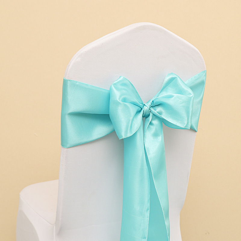 Kėdės uždangalas su kaspinu ir gėlių akcentu vestuvėms, poliesteris, viešbučio stilius