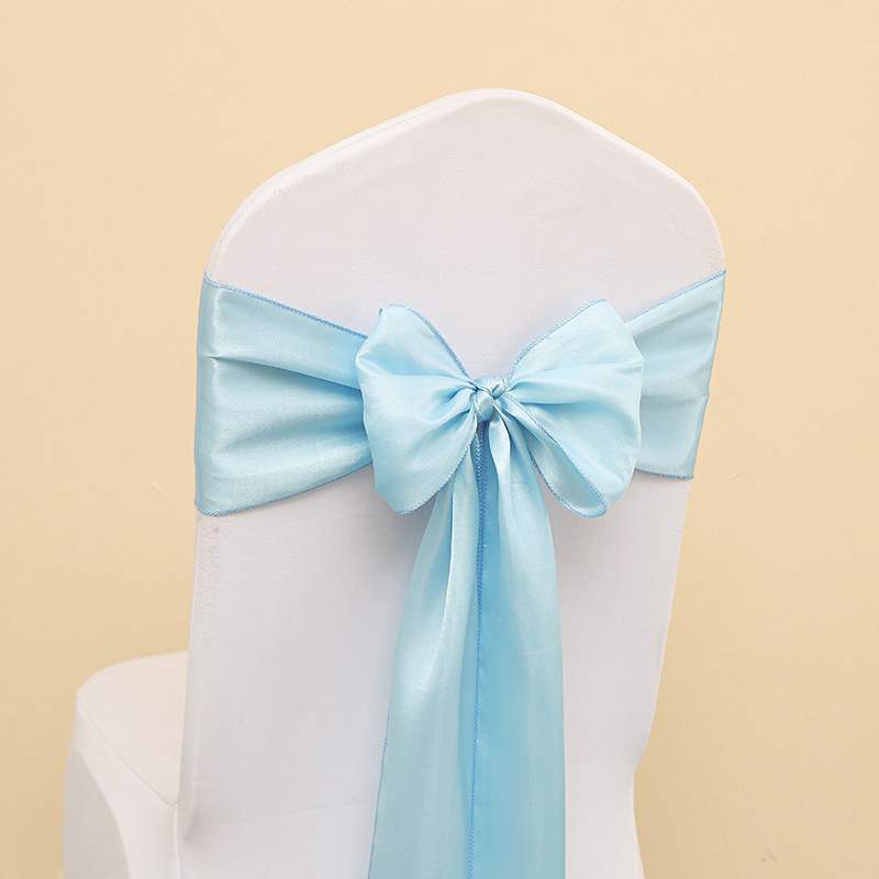 Kėdės uždangalas su kaspinu ir gėlių akcentu vestuvėms, poliesteris, viešbučio stilius