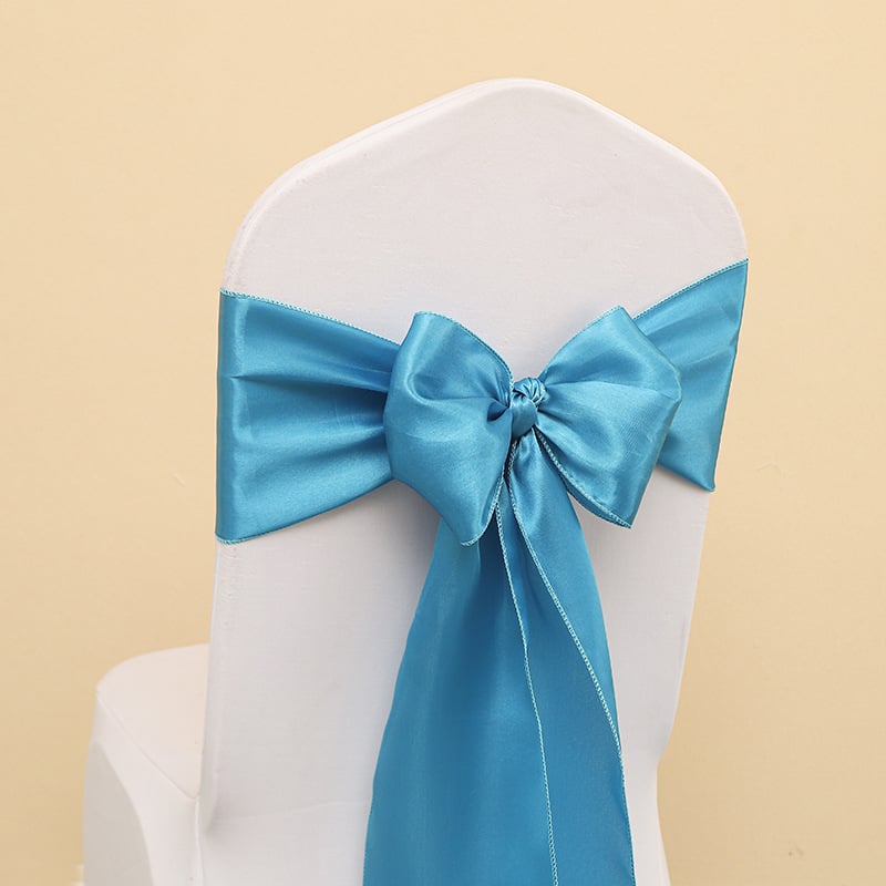 Kėdės uždangalas su kaspinu ir gėlių akcentu vestuvėms, poliesteris, viešbučio stilius